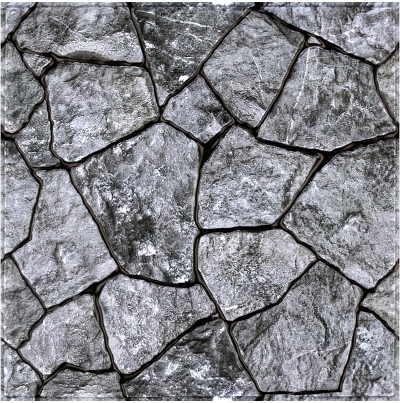COMSTICKC 3D Faux Stone Wall Panel Peel and Stick Wall Tiles, 10 Pcs of 12"X12", Ultra-Light Thin PVC Rock Adhesive Fake Stone Wallpaper Paneling Backsplash Interior Decor, Dark Gray - Image 1